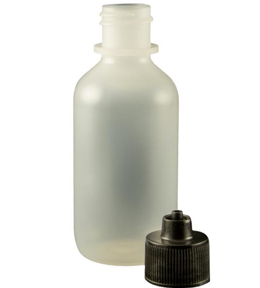 915060CC-PKG = 2 ounce Boston Round Bottle with Black Luer Lock Cap - Bag  of 10